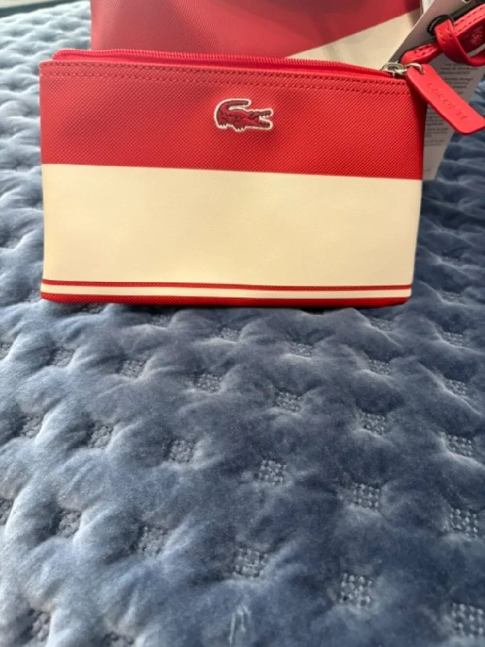 Lacoste Aurora red & white stripe shoulder bag with matching clutch